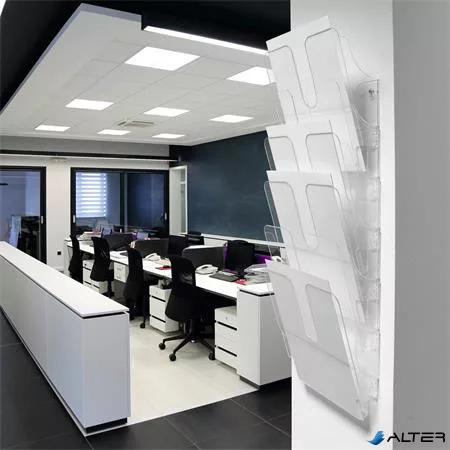 Prospektustartó, fali, álló, A4, DURABLE 'FLEXIPLUS 6', áttetsző