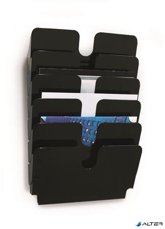 Prospektustartó, fali, fekvő, A4, DURABLE "FLEXIPLUS 6", fekete