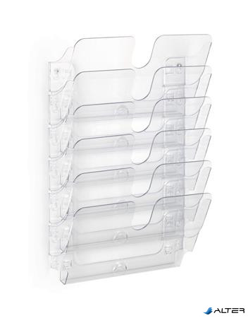 Prospektustartó, fali, fekvő, A4, DURABLE "FLEXIPLUS 6", áttetsző