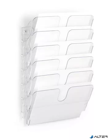 Prospektustartó, fali, fekvő, A4, DURABLE "FLEXIPLUS 6", áttetsző