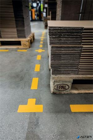 Padlójelölő matrica, 50x150 mm, DURABLE "Csík", sárga