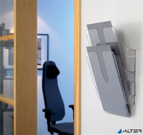 Prospektustartó, fali, álló, A4, DURABLE "FLEXIPLUS 2", áttetsző
