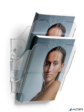 Prospektustartó, fali, álló, A5, DURABLE "FLEXIPLUS 2", áttetsző