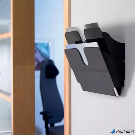 Prospektustartó, fali, fekvő, A4, DURABLE "FLEXIPLUS 2", fekete