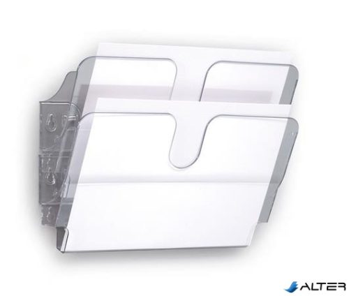 Prospektustartó, fali, fekvő, A4, DURABLE "FLEXIPLUS 2", áttetsző