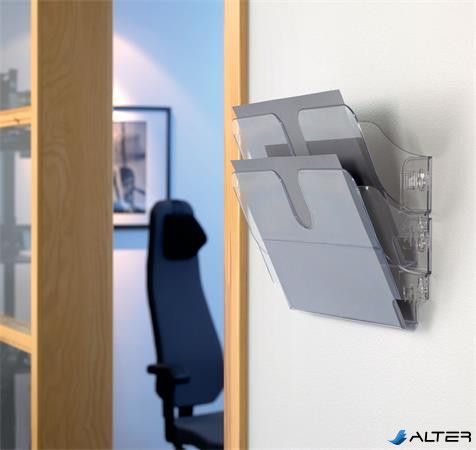 Prospektustartó, fali, fekvő, A4, DURABLE 'FLEXIPLUS 2', áttetsző