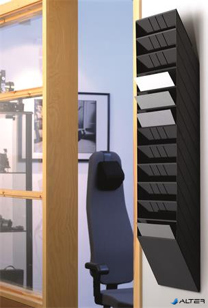 Prospektustartó, fali, álló, A4, DURABLE 'FLEXIBOXX 12', fekete