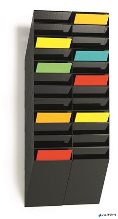Prospektustartó, fali, álló, A4, DURABLE 'FLEXIBOXX 12', fekete