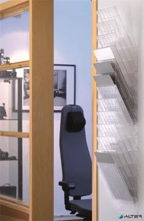 Prospektustartó, fali, álló, A4, DURABLE "FLEXIBOXX 12", áttetsző
