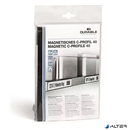 Ársín, 40 mm, mágneses, C-Profil, DURABLE, fekete