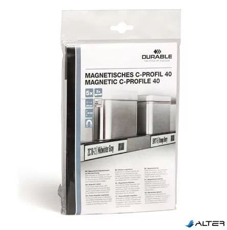 Ársín, 40 mm, mágneses, C-Profil, DURABLE, fekete