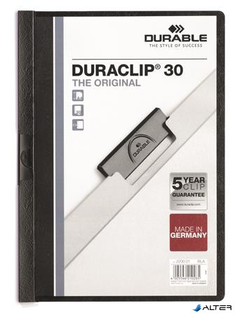 Gyorsfűző, klipes, A4, DURABLE "DURACLIP® 30", fekete