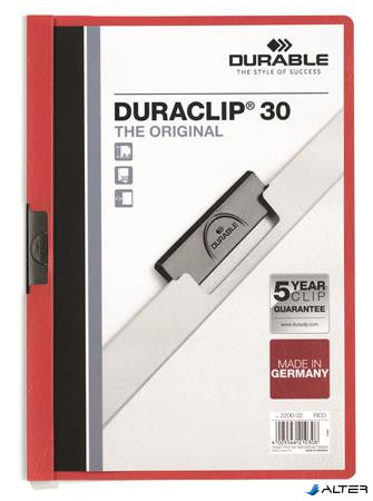 Gyorsfűző, klipes, A4, DURABLE "DURACLIP® 30", piros