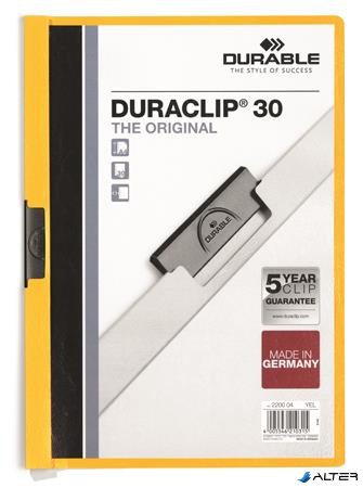 Gyorsfűző, klipes, A4, DURABLE "DURACLIP® 30", sárga