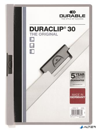 Gyorsfűző, klipes, A4, DURABLE "DURACLIP® 30", szürke