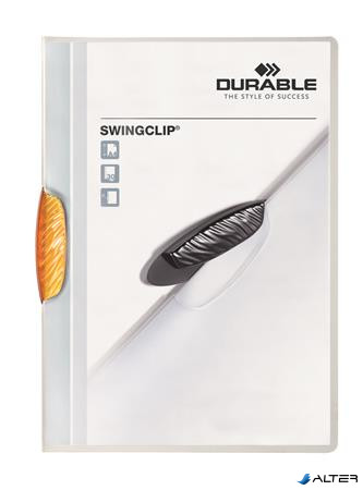 Gyorsfűző, klipes, A4, DURABLE "Swingclip® 30", narancs