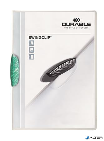 Gyorsfűző, klipes, A4, DURABLE "Swingclip® 30", sötétzöld