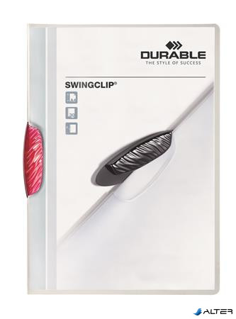 Gyorsfűző, klipes, A4, DURABLE "Swingclip® 30", rózsaszín