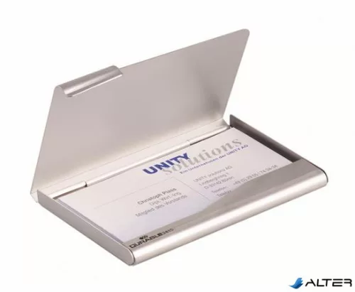Névjegykártyatartó tárca, fém, 20 db-os, DURABLE, matt ezüst