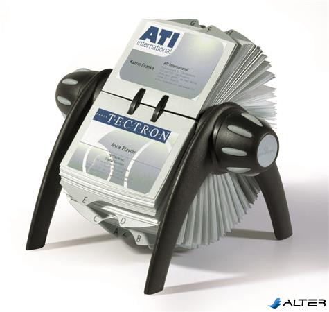 Névjegykártyatartó, műanyag, 400 db-os, forgatható, fekvő, DURABLE, "VISIFIX®", fekete