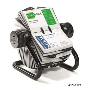   Névjegykártyatartó, fém, 400 db-os, forgatható, fekvő, DURABLE, "VISIFIX®", fekete