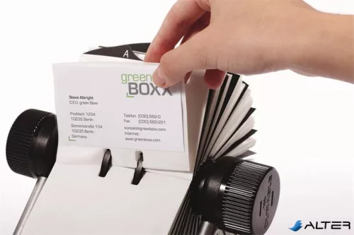 Névjegykártyatartó, fém, 400 db-os, forgatható, fekvő, DURABLE, "VISIFIX®", fekete