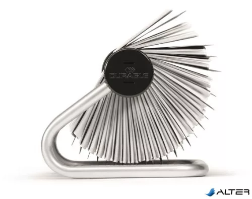Névjegykártyatartó, fém, 400 db-os, forgatható, fekvő, DURABLE, "VISIFIX®", ezüst