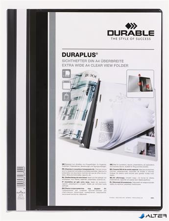 Gyorsfűző, A4, széles, panorámás, DURABLE "DURAPLUS®", fekete