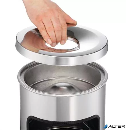 Tűzálló szemetes, kerek, hamutartóval, DURABLE "Safe", ezüst