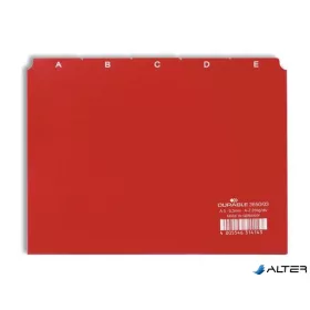 Regiszter, PP, A5, 25 részes, A-Z, DURABLE, piros