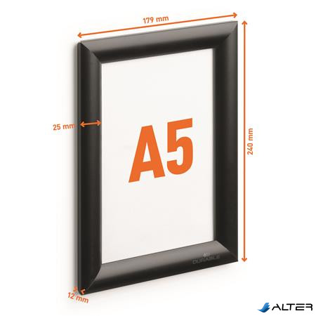 Posztertábla, fali, A5, alumínium keret, DURABLE, fekete