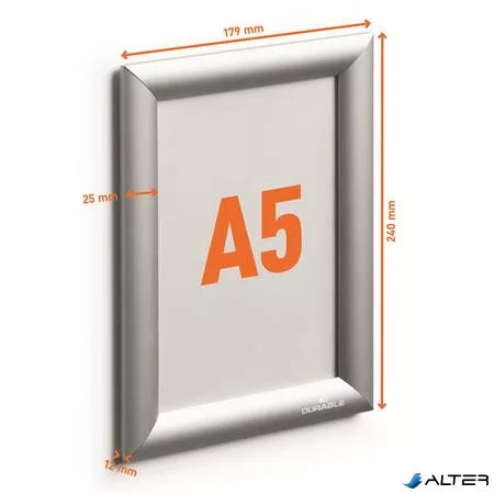 Posztertábla, fali, A5, alumínium keret, DURABLE
