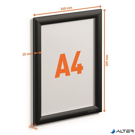 Posztertábla, fali, A4, alumínium keret, DURABLE, fekete