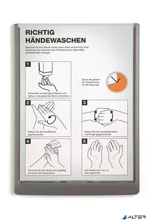 Információs tábla, 210x297 mm, DURABLE „CLICK SIGN”, szürke