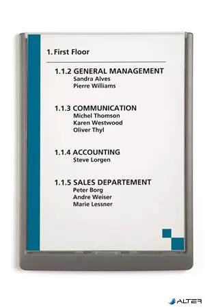 Információs tábla, 210x297 mm, DURABLE „CLICK SIGN”, szürke