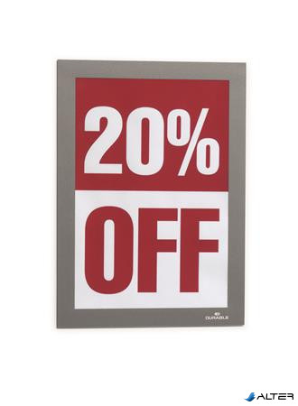 Infokeret, A5, öntapadó háttal, mágneses előlappal, DURABLE 'DURAFRAME', ezüst-ezüst