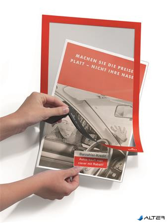 Infokeret, A4, öntapadó háttal, DURABLE 'DURAFRAME®', piros