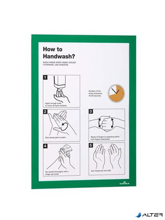 Infokeret, A4, öntapadó háttal, DURABLE 'DURAFRAME®', zöld