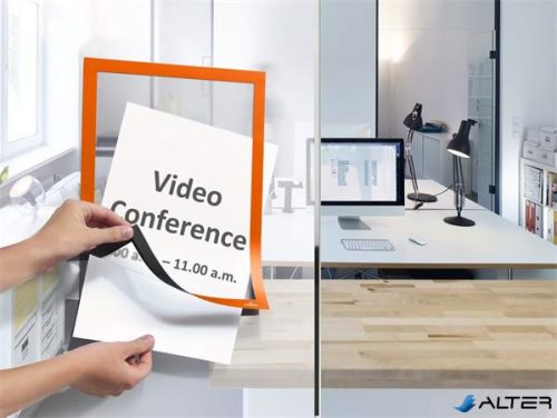 Infokeret, A4, öntapadó háttal, DURABLE 'DURAFRAME®', narancs