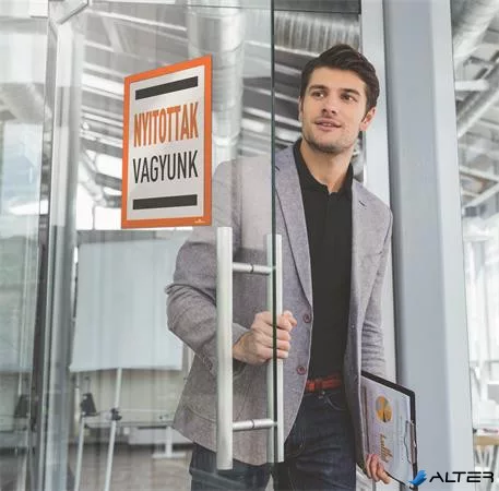 Infokeret, A4, öntapadó háttal, DURABLE 'DURAFRAME®', narancssárga