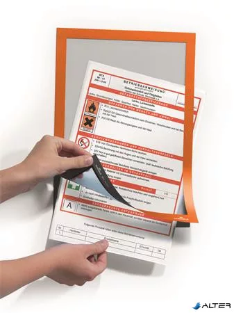 Infokeret, A4, öntapadó háttal, DURABLE 'DURAFRAME®', narancssárga