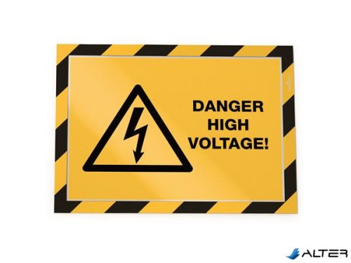 Infokeret, A4, öntapadó háttal, DURABLE 'DURAFRAME SECURITY', sárga-fekete