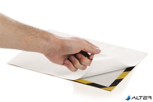 Infokeret, A4, öntapadó háttal, DURABLE 'DURAFRAME SECURITY', sárga-fekete