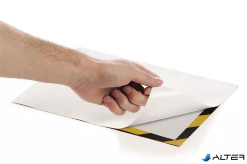 Infokeret, A4, öntapadó háttal, DURABLE "DURAFRAME SECURITY", sárga-fekete