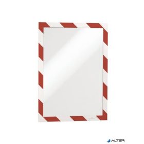   Infokeret, A4, öntapadó háttal, DURABLE 'DURAFRAME SECURITY', piros-fehér