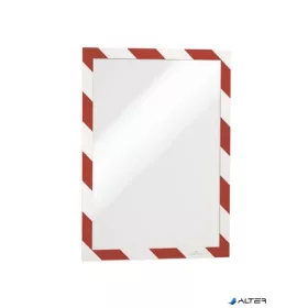  Infokeret, A4, öntapadó háttal, DURABLE "DURAFRAME SECURITY", piros-fehér