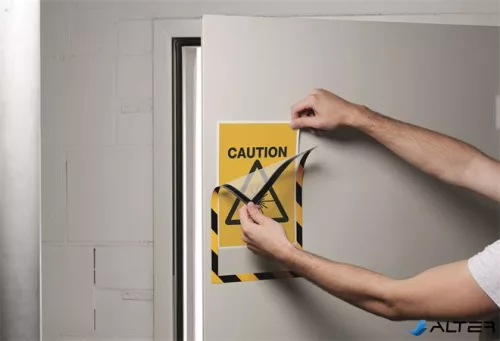 Infokeret, A4, mágneses, DURABLE "DURAFRAME® MAGNETIC SECURITY", sárga-fekete