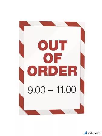 Infokeret, A4, mágneses, DURABLE "DURAFRAME® MAGNETIC SECURITY", piros-fehér