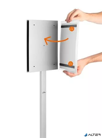 Padlóállvány, kültéri, A4, DURABLE "INFO STAND", antracit-szürke