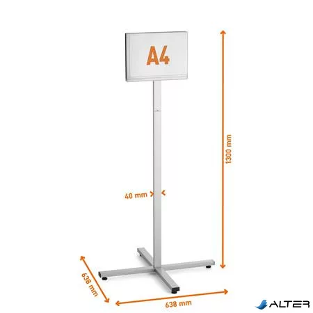 Padlóállvány, kültéri, A4, DURABLE "INFO STAND", antracit-szürke